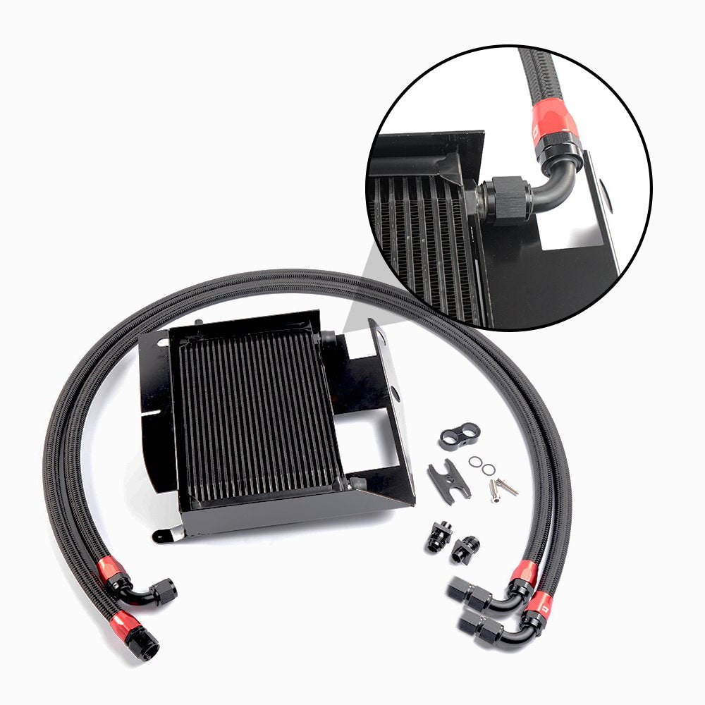 G-PLUS 25 Row Aluminum Engine Transmission Oil Cooler Kit Upgrade Compatible With BMW 3 SERIES 335I E90 E92 N54 Black