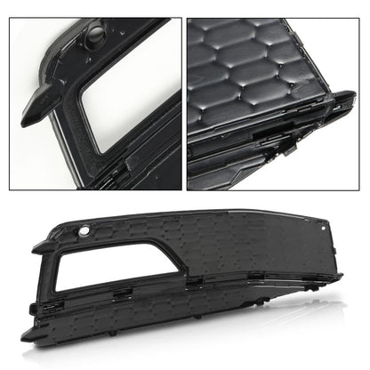 G-PLUS Front Bumper Fog Light Grilles Cover Trim Honeycomb Black with Black Ring Compatible with Audi A5 S-line/S5 2013-2017/Only Fit for S-Line Bumpers, NOT for Standard Bumpers 8T0807681M 8T0807682M