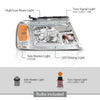 G-PLUS Headlights Assembly, Compatible with 2005 2006 2007 Ford F250 F350 Super Duty Bumper Headlamps, Clear Lens Chrome Housing Amber Reflector