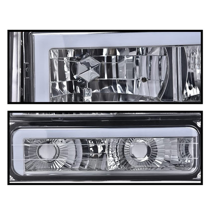 G-PLUS LED DRL headlights, Compatible with 1994 1995 1996 1997 1998 1999 2000 GMC C10 C/K C1500 bumper Headlamp, Smoky lens Chrome Housing Amber Reflector