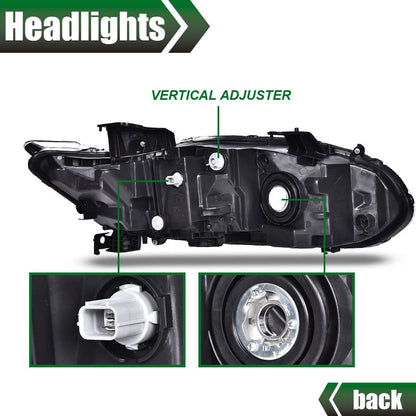 G-PLUS Headlights Assembly Compatible with 2018 2019 2020 Honda Accord Halogen High Beam Headlamps Chrome Signal Headlights (Black Passenger & Driver Side(Left+Right)), faros delanteros