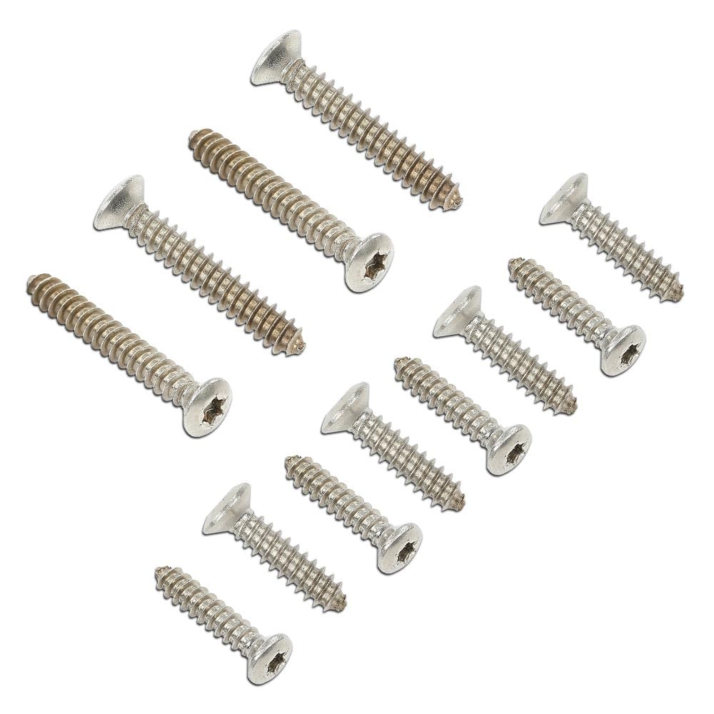 G-PLUS Headlight & Bumper Bezel Trim Screw Kit Chrome Silver Stainless Steel (Thread #8,Length 3/4" and 1 1/8",Torx Pan Head with a 9/32" Outside Diameter)