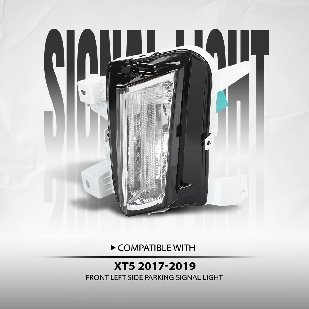 G-PLUS Halogen Front Parking Signal Light Corner Left Side Compatible with Cadillac XT5 (submodel: Base, Luxury, Platinum, Premium Luxury) 2017 2018 2019 84496127, GM2530136 White