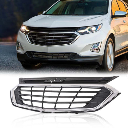 G-PLUS Front Bumper Upper Grille Grill, Compatible with Chevy Equinox 2018 2019 2020, Black & Chrome