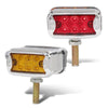 G-PLUS 2pcs 12 LED Amber/Red Dual Revolution Turn Signal Light, Double Face Chrome Fit Peterbilt Kenworth Freightliner Trucks, Dual Face Truck Fender Side Marker Light