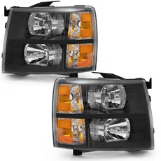 G-PLUS Headlights Assembly for Chevy Silverado 1500 2500 3500 2007-2014 Clear Black Amber