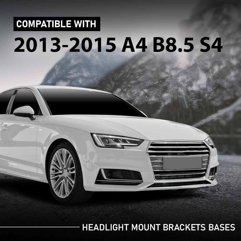 G-PLUS Headlight Mount Brackets Bases 4PCS Compatible with Audi A4 / S4 B8.5 2013-2015& Allroad Quattro 2013-2016，Compatible with Audi RS4 2013-2016 Left&Right Side 8K0805607B, 8K0805608B, 8T0941453D
