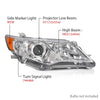 G-PLUS Headlights Assembly Compatible with Toyota Camry L/Le/Xle 2012-2014 Headlamps Pair Halogen Clear Lens Chrome Housing Amber Reflector,faros delanteros