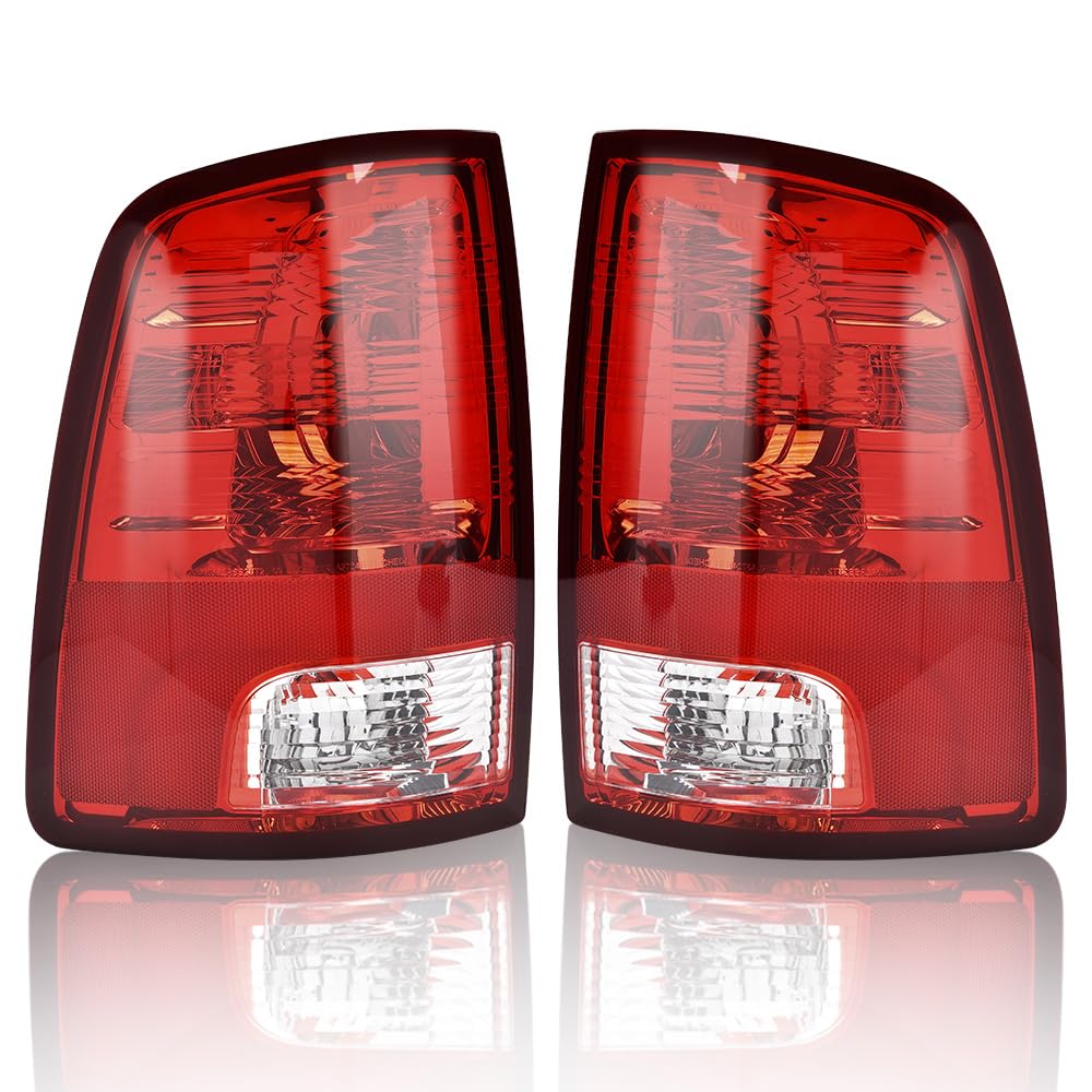 G-PLUS Red Lens Tail Lights Red Lens w/o Bulbs Set Compatible with Dodge Ram 1500 2009-2018/Ram 2500 2010-2018(Not Fit 2013-2018 Models w/Factory LED Tail Lights) Left & Right