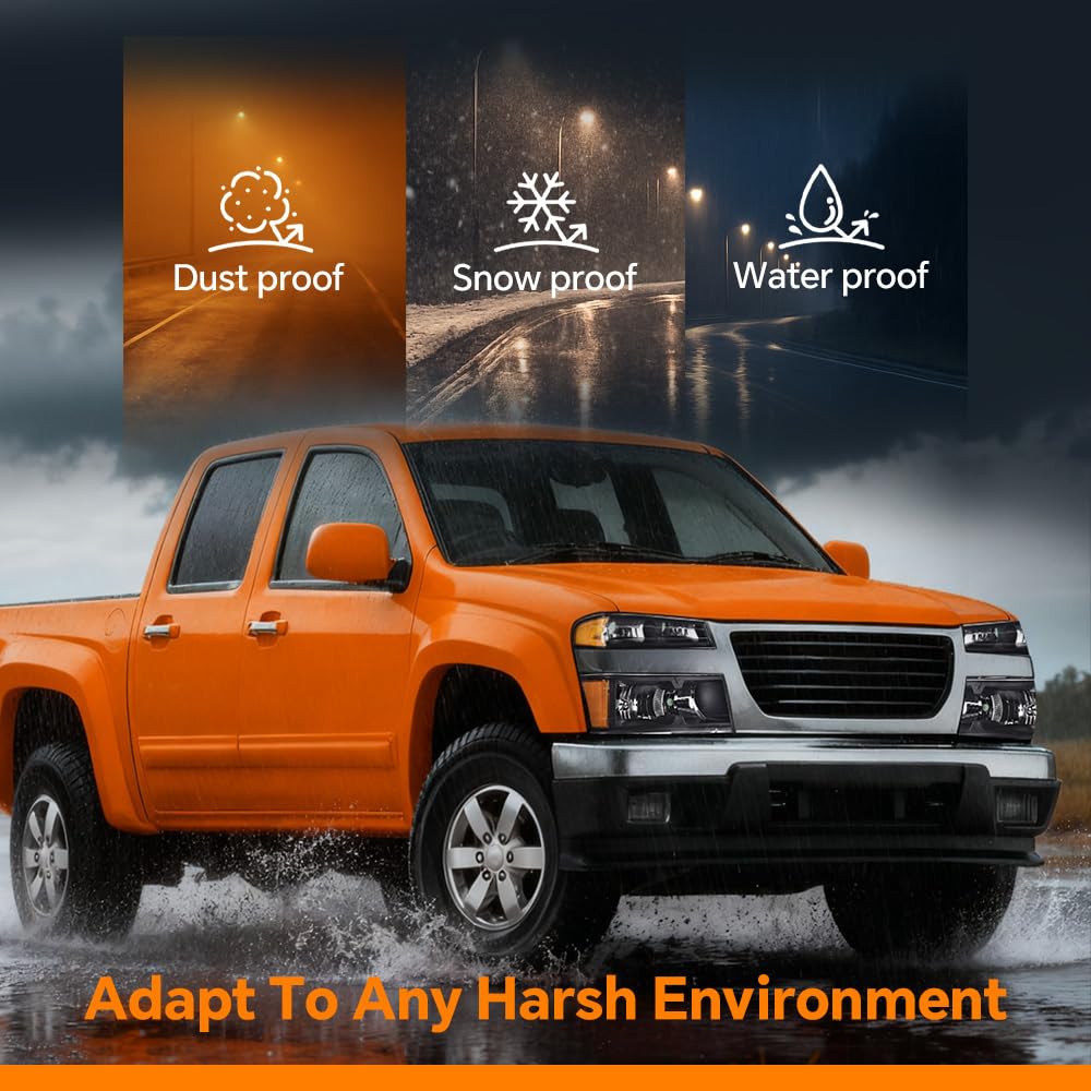G-PLUS Headlights Compatible with Chevy Colorado/GMC Canyon 2004-2012,Fit Isuzu i-280 i-350 2006,Fit Isuzu i-290 i-370 2007-2008 Clear Lens Black Housing Amber Reflector Bumper Headlamps Assembly