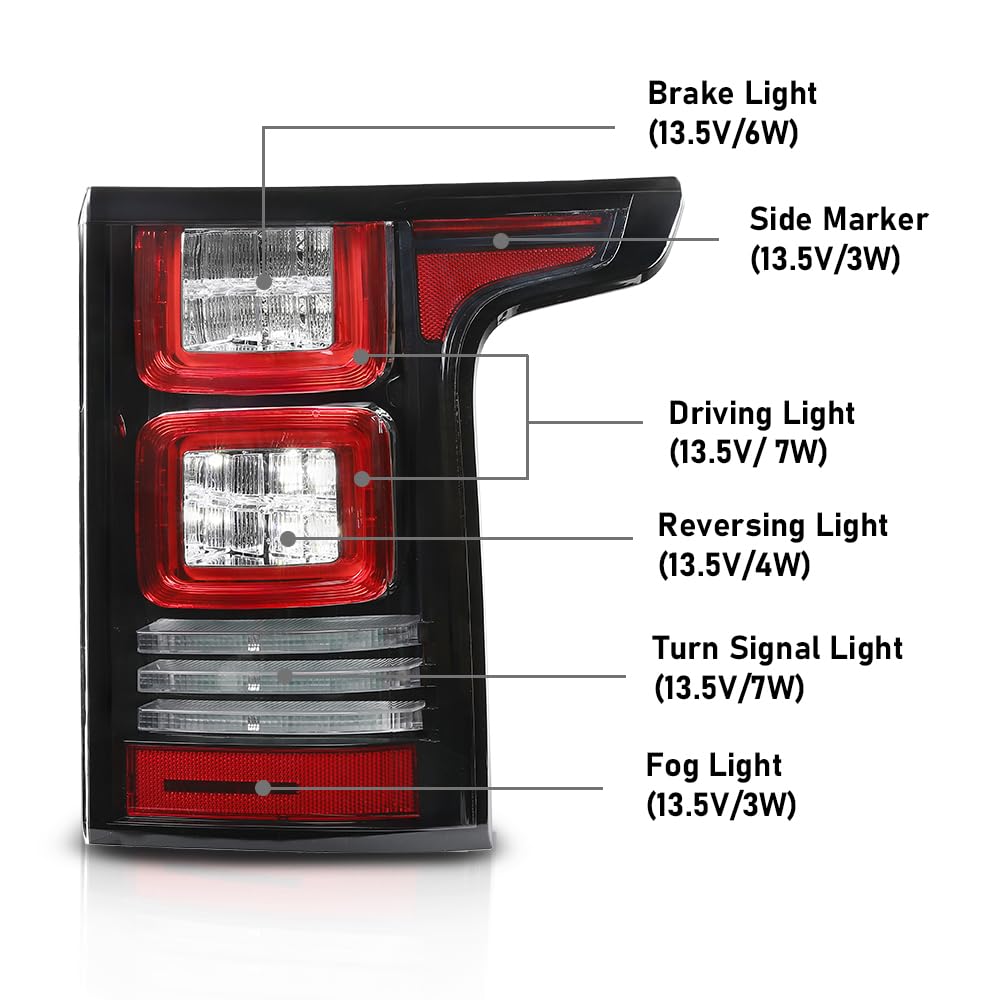G-PLUS LED Tail Lights Rear Brake Lamp Compatible with Range Rover 2013-2017 Left Driver & Right Passenger Side Tail Lamps LR061659, LR055106 Luces Traseras Rear Brake Lamps Assembly