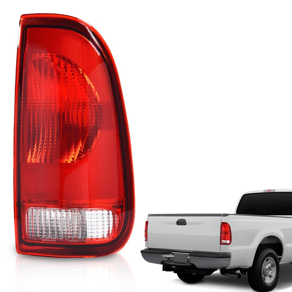 G-PLUS Red Tail Light w/o Bulbs & Wire Harness Compatible with Ford F150 Stepside 1997-2004/Fit F250 F350 F450 F550 Super Duty 1999-2007, FO2801117 Passenger Side Luces Traseras Faros TraserosAssembly