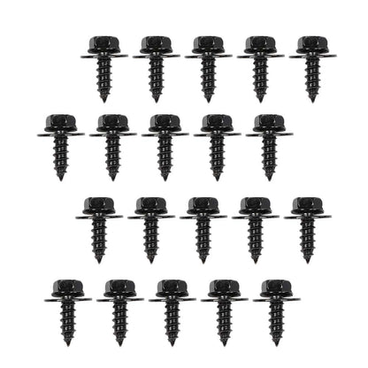 G-PLUS Splash Shield & Firewall Screws- M6.3 x 20mm Long- 10mm Hex- 20 pcs Screws Compatible with Most Models Black Iron