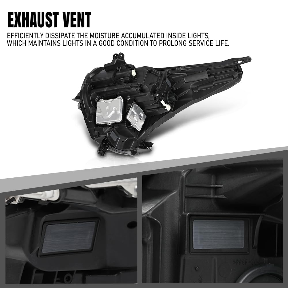 G-PLUS LED Headlight Front Right Passenger Side Compatible with Cadillac XT5 2020-2023 84849606 Black