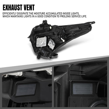 G-PLUS LED Headlight Front Right Passenger Side Compatible with Cadillac XT5 2020-2023 84849606 Black