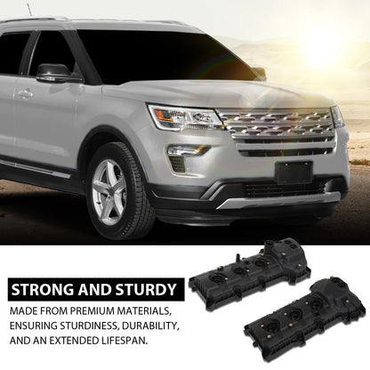 G-PLUS Engine Valve Cover Set Compatible with Ford Edge 2011-2018 Fit Ford F150 Mustang 2011-2017 w/o Cam Sensor Port Hole, Non-Turbo Black