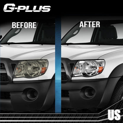 G-PLUS Front Headlight Lenses Cover, Compatible with Toyota Tacoma 2005 2006 2007 2008 2009 2010 2011, Left & Right Side Pair (Clear Lens)