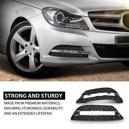 G-PLUS Pair Fog Light Cover Bezel Bumper Grille, Compatible with Benz C250 C300 C350 2012-2015, LH Driver & RH Right 2PCS, 2048851453, 2048851353