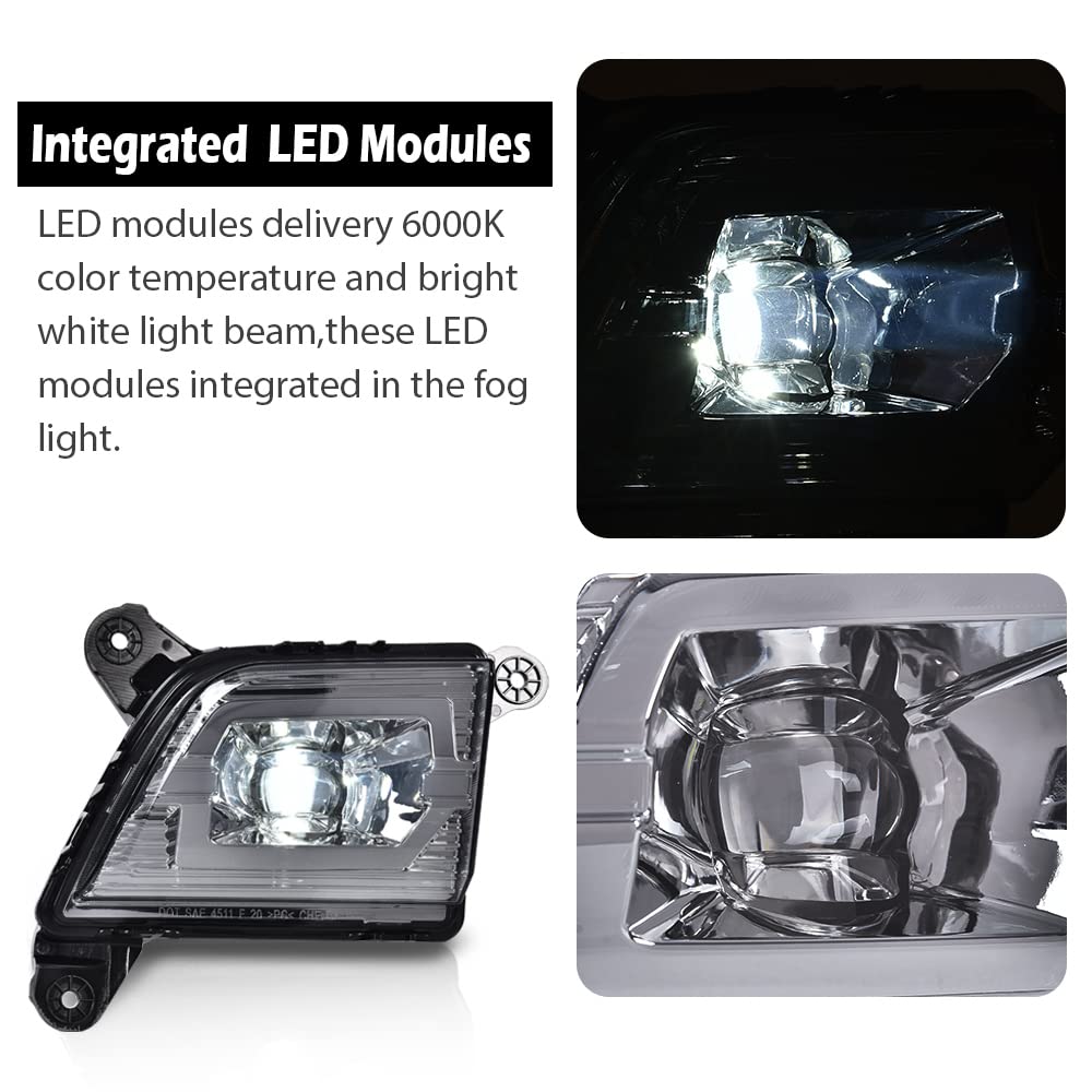 G-PLUS LED Fog Lights Compatible With 2019 2020 2021 Chevy Silverado 1500 2019-2021,Front Bumper Driving Fog Lamps W/o Wiring Kit Driver & Passenger Pair (Smoky Lens Chrome Housing)