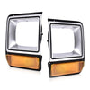 G-PLUS Headlights Headlamps Bezel Pair Set w/Corner Parking Light Compatible with Dodge Pickup Truck 1986-1990 4249810 CH2513122 4249811 CH2512122,faros delanteros