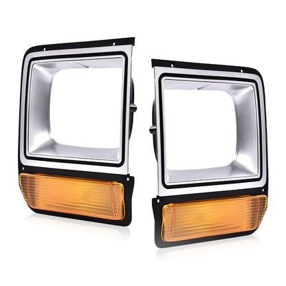 G-PLUS Headlights Headlamps Bezel Pair Set w/Corner Parking Light Compatible with Dodge Pickup Truck 1986-1990 4249810 CH2513122 4249811 CH2512122,faros delanteros