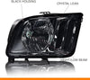 G-PLUS Headlights Assembly Compatible with Ford Mustang 2005-2009 4R3Z13008AA 4R3Z13008AB Bumper Headlamps Left & Right Smoky Lens Chrome Housing Amber Reflector faros delanteros