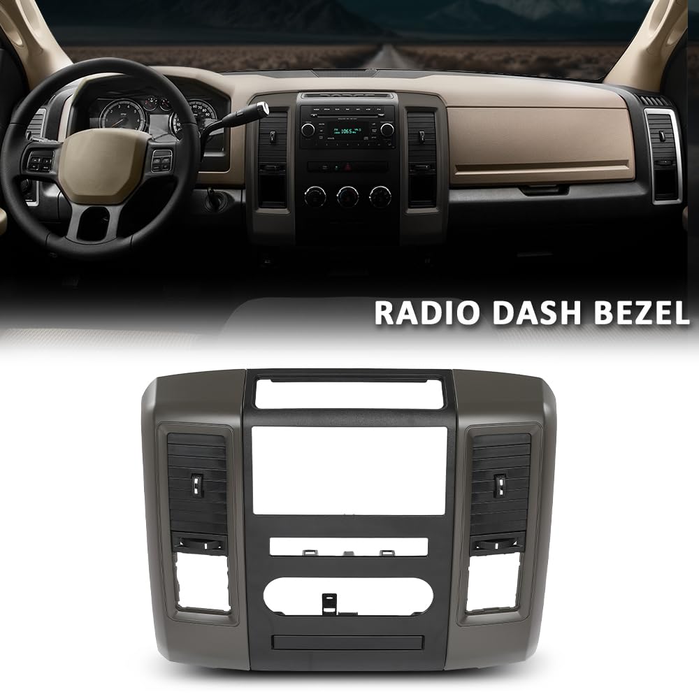 G-PLUS Radio Bezel Dash Trim Panel Compatible with Dodge Ram 2009 2010 2011 2012 Gray
