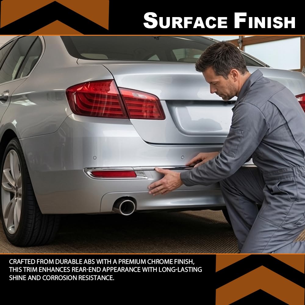 G-PLUS Rear Bumper Cover Molding Chrome Trim Compatible with BMW 5 Series F10 F18 Base Sedan 2014-2017 Not Fit F10 M Sport Bumper & M5 Models | OE Replacement | Fade & Rust Resistant
