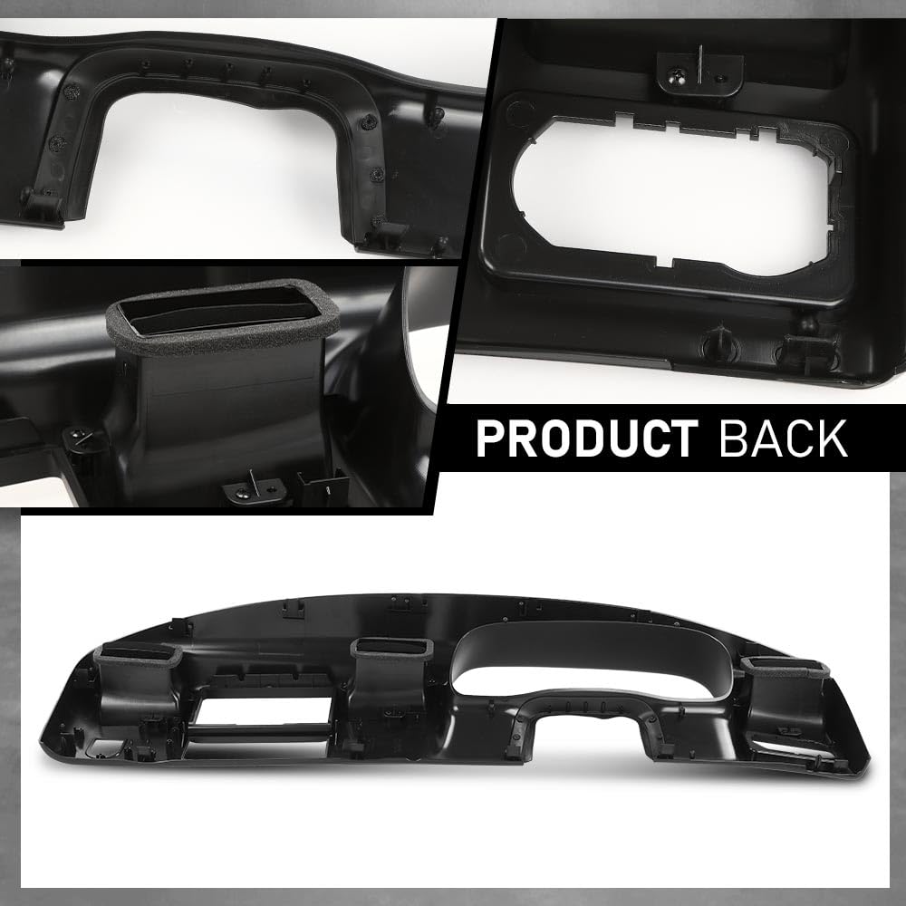 G-PLUS Dash Bezel Radio Cluster Trim Panel W/o Hole Compatible with Ford F250 F350 Super Duty 1999-2004 Dashboard Black