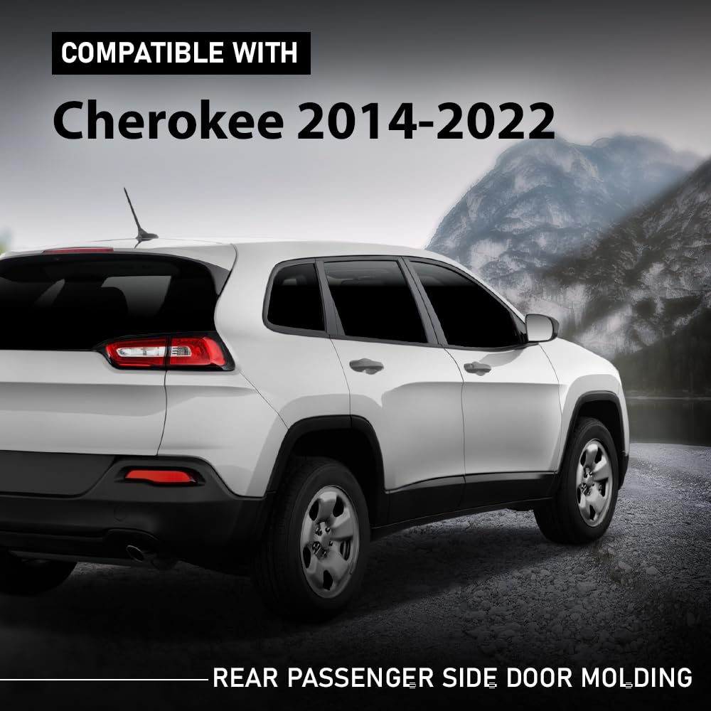 G-PLUS Rear Door Molding Rear Passenger Side Compatible with Jeep Cherokee 2014-2022 Black CH1505110, 6VX68RXFAC