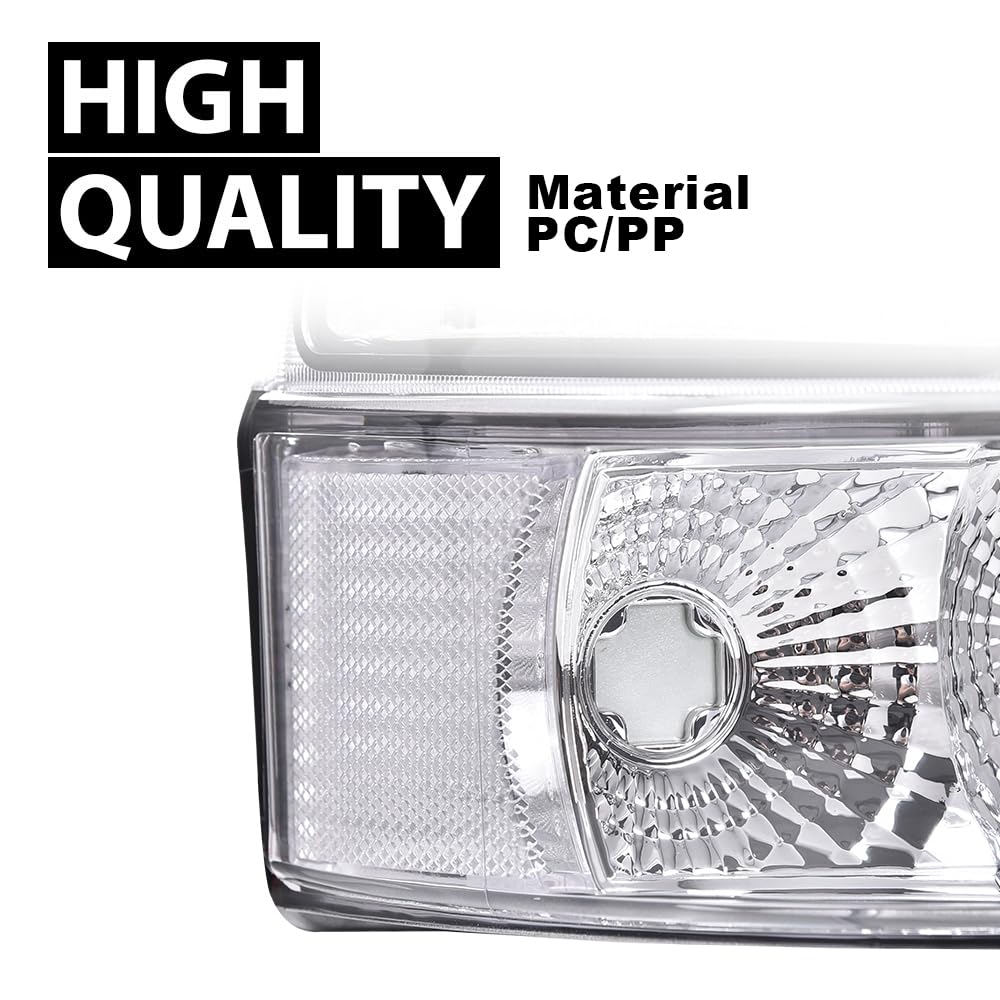 G-PLUS LED DRL Headlights, Compatible with 1992-1996 Ford Bronco F150 F250 F350(Fits Models with Halogen Headlights Only) Bumper Headlamp, Smoky lens Black Housing Clear Reflector
