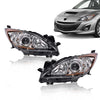 G-PLUS Headlights Assembly Compatible with Mazda 3 & 3 Sport 2013 2012 2011 2010, Headlamps Left Driver & Right Passenger Clear Lens Chrome Housing Amber Reflector,faros delanteros