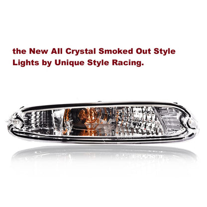 G-PLUS Front Bumper Signal Lights Compatible With 1990-1997 Mazda MX-5 Miata,Driver & Passenger Side Bumper Mounted Marker Signal Parking Light (Clear lens Chrome Housing Amber Reflector)