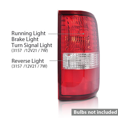 G-PLUS Tail Lights Compatible with Ford F150 King Ranch, Lariat, XL 2004-2006,Red Lens Right Passenger Rear lamps Luces Traseras, Faros Traseros 5L3Z13404CA, 6L3Z13404BA, FO2801182Assembly