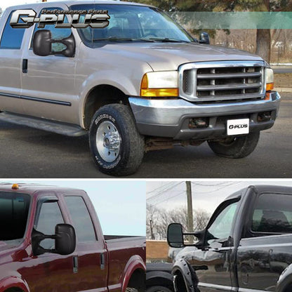 G-PLUS Manual Towing Side Mirrors Compatible With Only 1999-2016 Super Duty F250 F350 F450 F550 Models,Driver & Passenger Side Mirror Set Black