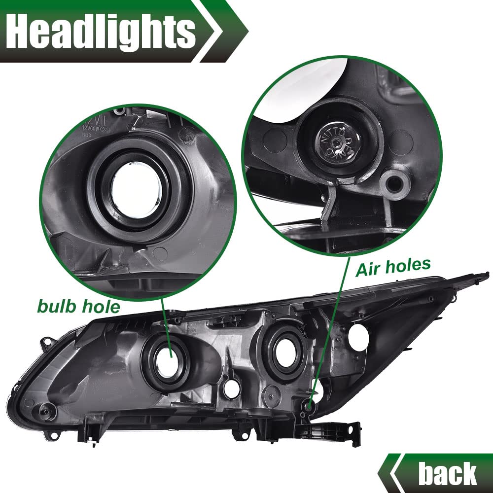 G-PLUS Headlights Compatible with 2013 2014 4-Door Sedan Honda Accord Factory Style Automotive Headlamps Assembly (Black Passenger & Driver Side(Left+Right)),faros delanteros