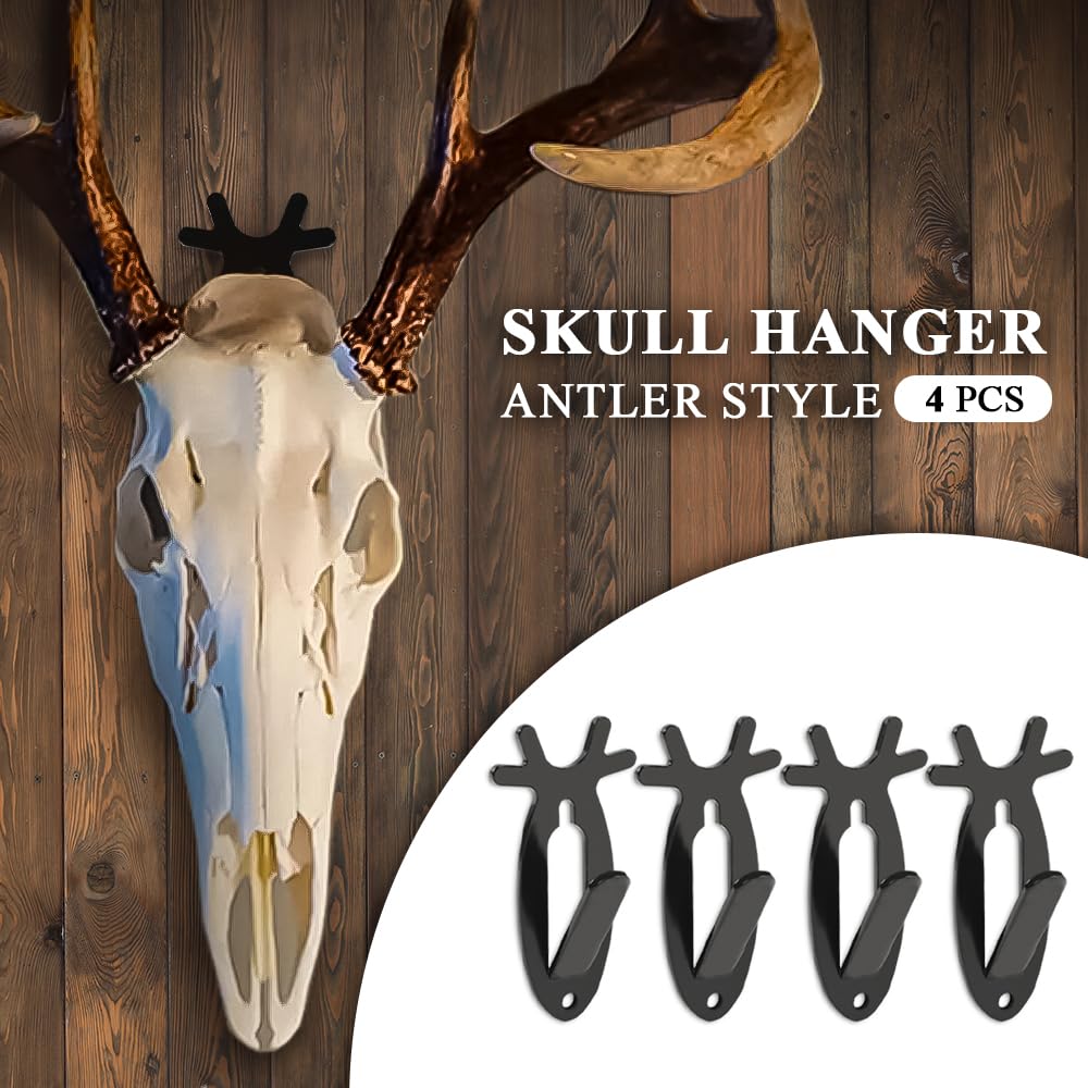 G-PLUS Wall Hanger Hook European Antler Style Wall Mount Bracket for Hanging Mounting Elk Deer Antelope Living Room Bedroom Home Decor 4PCS Black