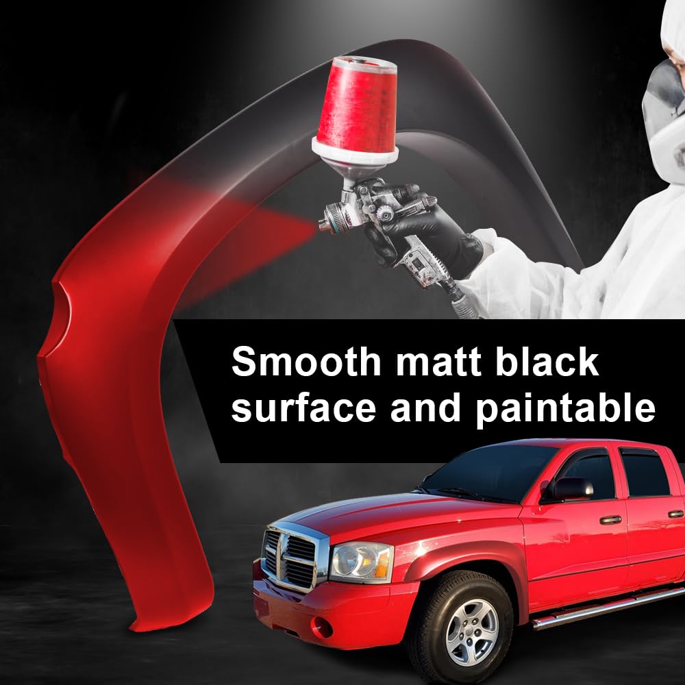 G-PLUS Fender Flares, Compatible with Dodge Dakota Crew Cab Pickup 2005 2006 2007 2008 2009 2010 2011 Wheel Flares (Smooth Factory 4 PCS)