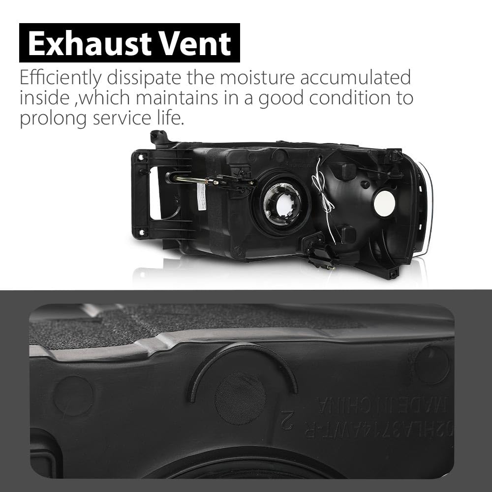 G-PLUS LED Headlights Compatible with Dodge Ram 1500 2002-2005,Fit Dodge Ram 2500 3500 2003-2005 Headlamps Clear Lens Black Housing Clear Reflector Left & Right,faros delanteros Assembly