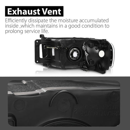G-PLUS LED Headlights Compatible with Dodge Ram 1500 2002-2005,Fit Dodge Ram 2500 3500 2003-2005 Headlamps Clear Lens Black Housing Clear Reflector Left & Right,faros delanteros Assembly