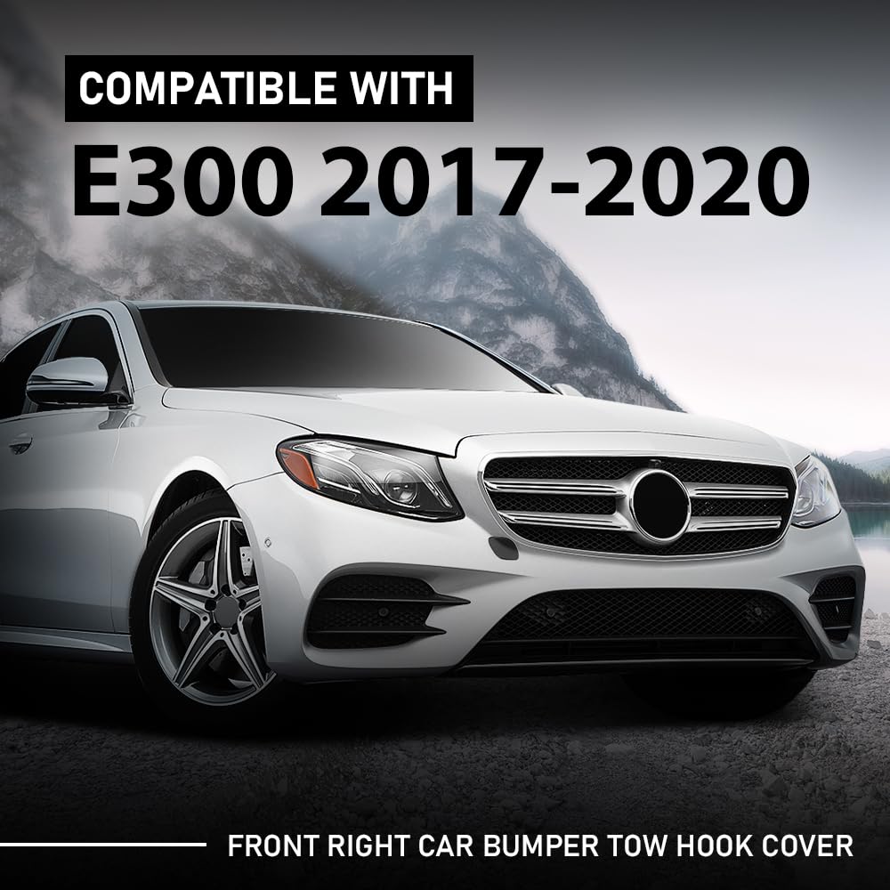 G-PLUS Bumper Tow Hook Cover Towing Eye Cap Front Right Compatible with Benz E 300 E 350 E 400 E 450 4Matic, Base 2.0L L4 3.0L V6 - Gas 2017-2020 A2138850222