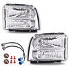 G-PLUS Headlights Assembly Fit 1999-2004 Ford F250 F350 F450 F550 Super Duty/2000-2004 Ford Excursion Headlamps,Clear lens Chrome Housing Clear Reflector FO2503147 FO2503183 Driver & Passenger Side