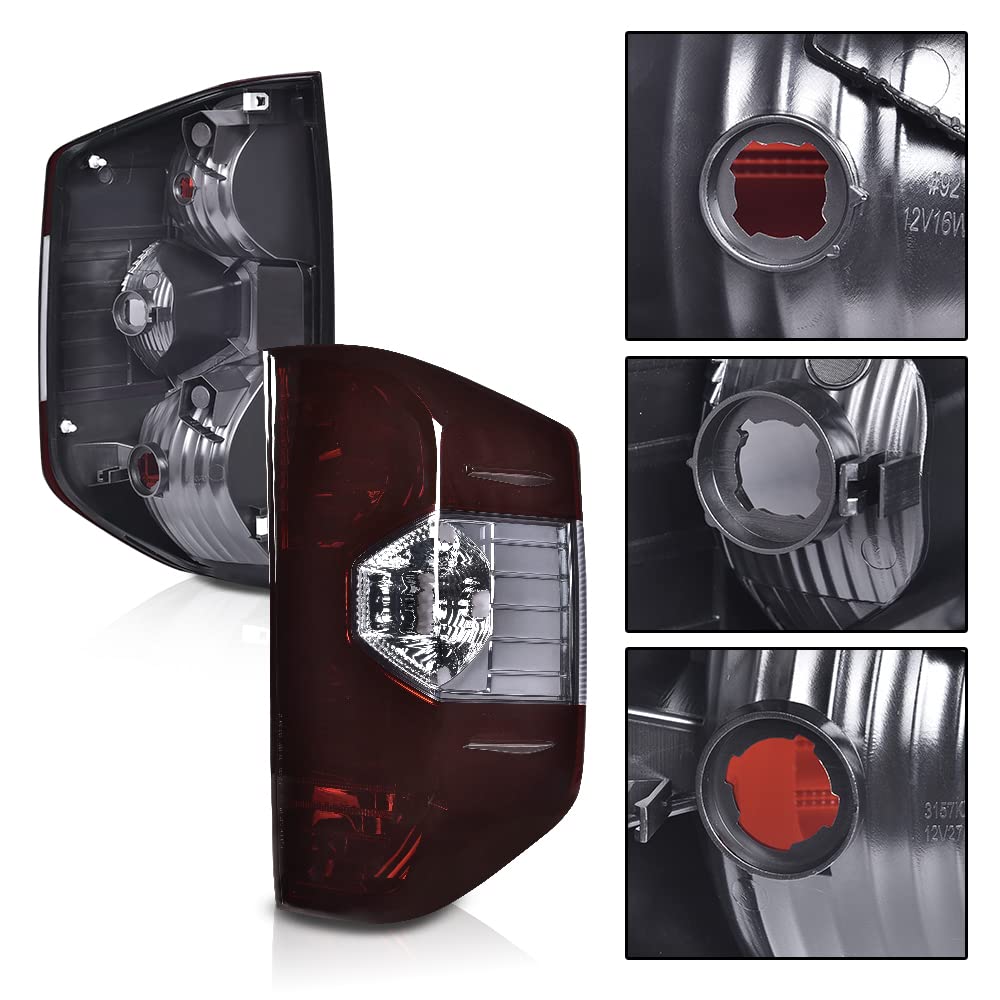 G-PLUS Rear Tail Lights Compatible with Toyota Tundra 2014-2021 Brake Lamps Driver and Passenger Luces Traseras, Faros Traseros,Smoked Lens Chrome Housing 815500C100 Rear Brake Lamps Assembly