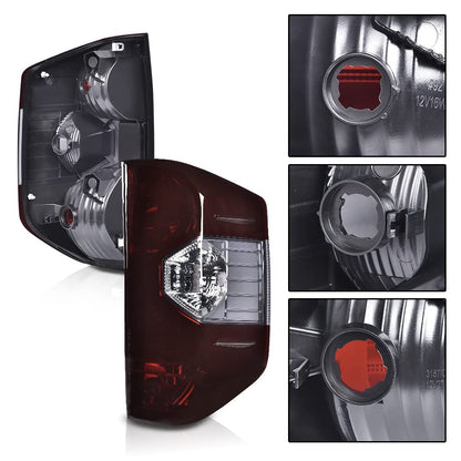 G-PLUS Tail Lights Assembly Compatible with Toyota Tundra 2014-2021, Left & Right Brake Tail Lamps, Dark Red Lens Chrome Housing, 815500C100