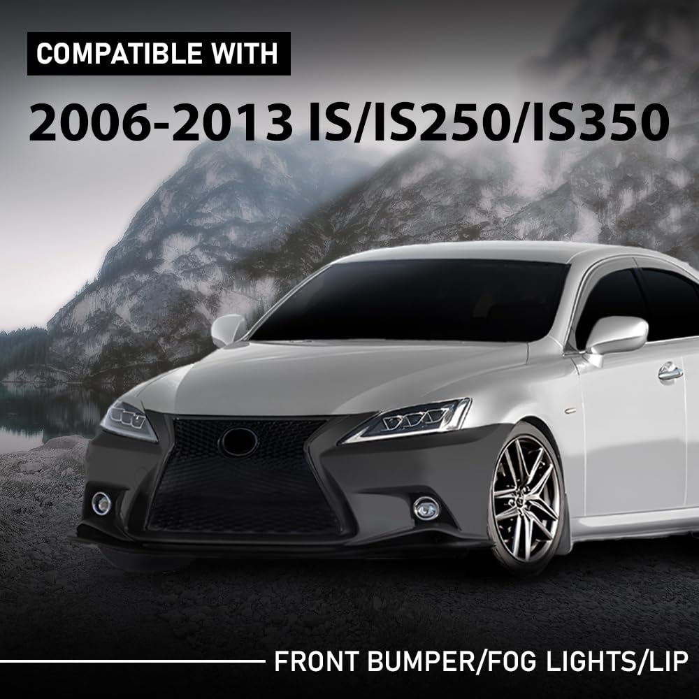 G-PLUS Black Lexus IS Front Bumper Kit + Lip + Plate (2006-2013 LX IS IS250 IS350 & 14+ F-Sport)