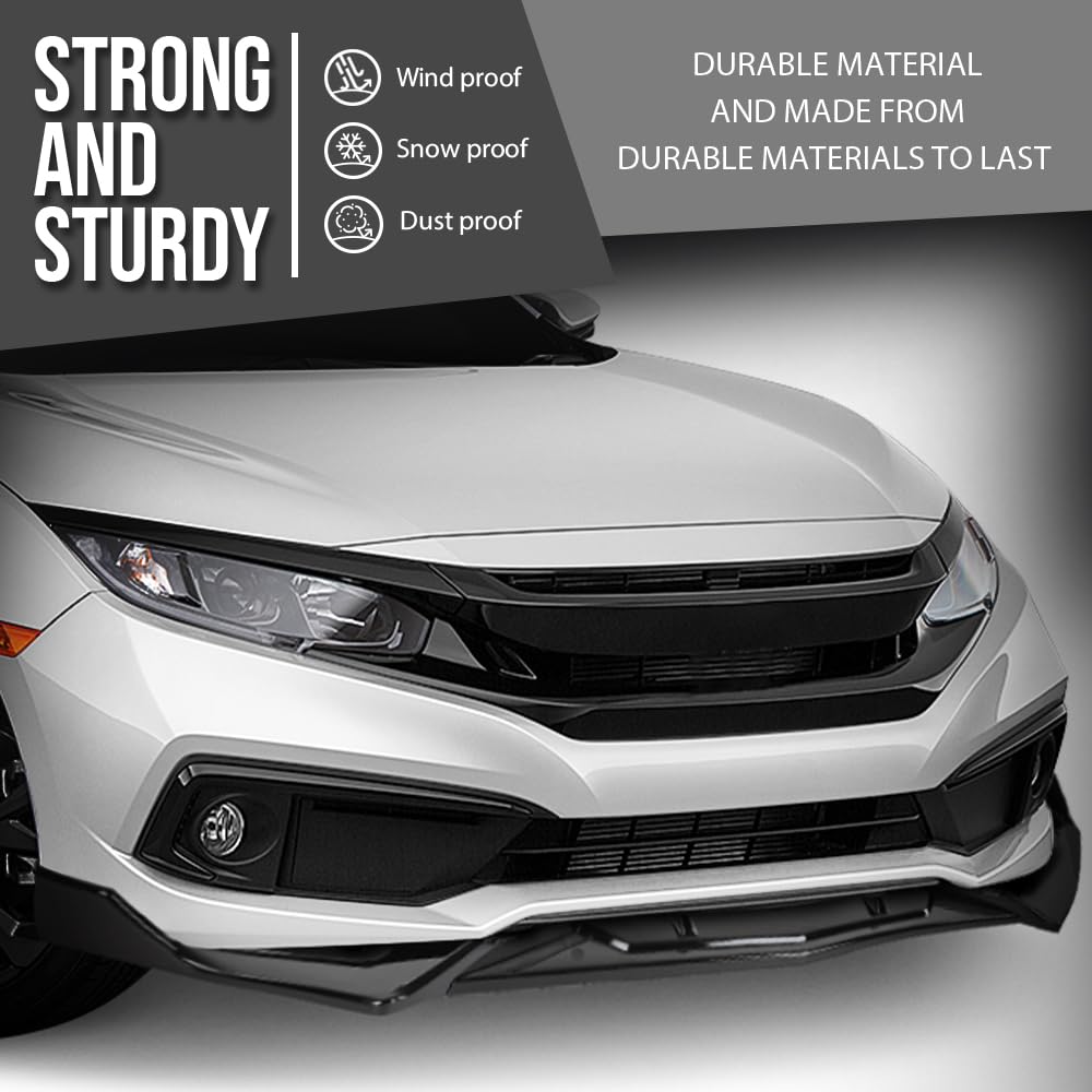 G-PLUS Front Lip Splitter Compatible with Honda Civic Sedan 4-Door 2016 2017 2018 2019 2020, Not Fit Coupe or Hatchback Models Glossy Black