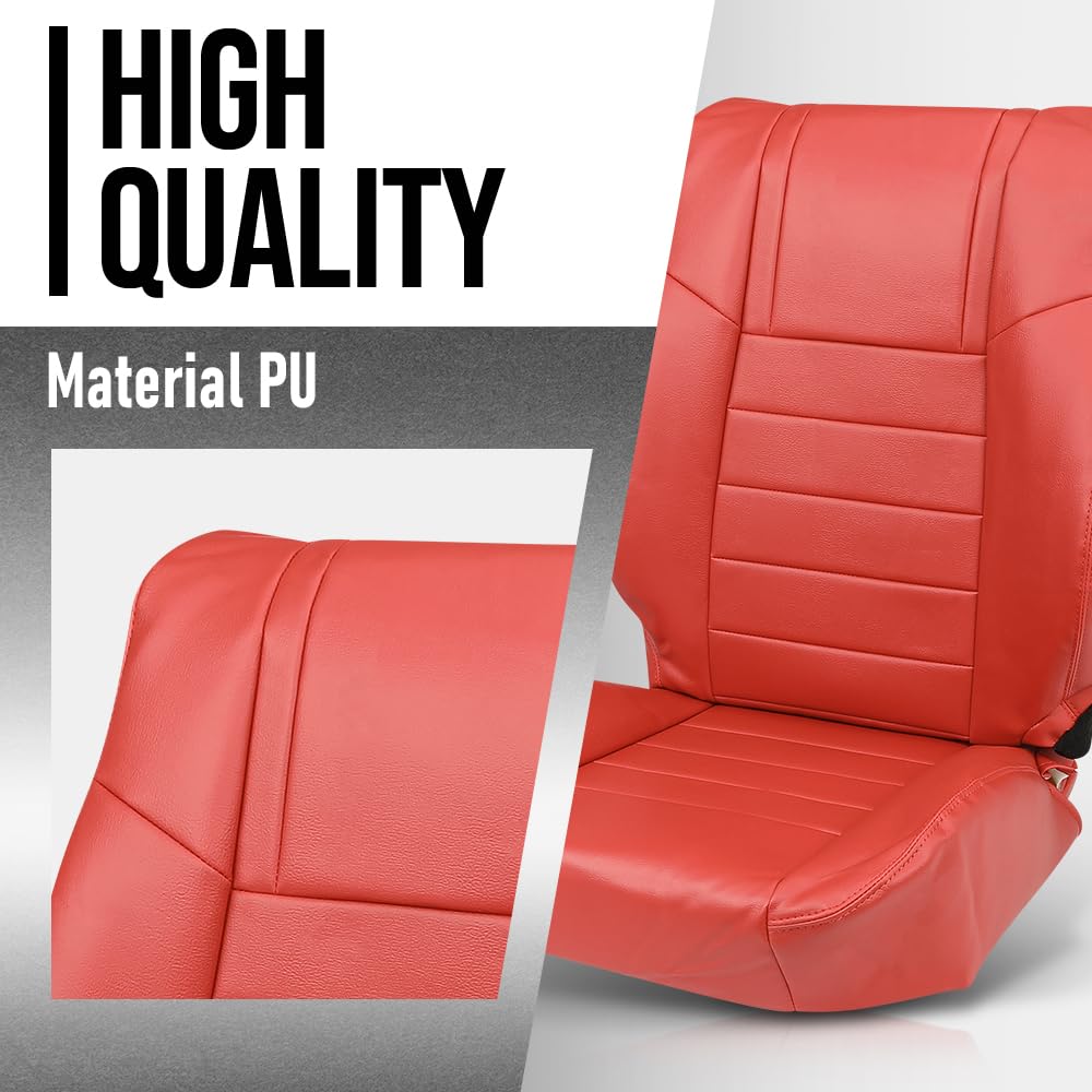G-PLUS Front & Rear Seat Covers Full Set Compatible with Dodge Challenger SE SXT RT 2011-2014 (NOT Fit SRT8) Red