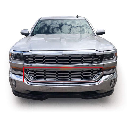 G-PLUS Grille Insert Chrome Snap On Front Lower Compatible With Chevy Silverado 1500 2016-2018 Chrome Inserts Grille