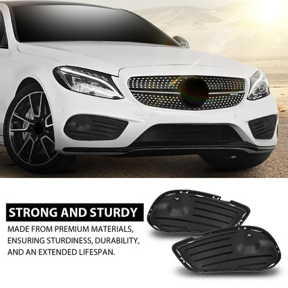 G-PLUS Front Bumper Fog Grille Cover Compatible with Benz C-Class W205 2015-2018,Fit Benz C300 (4Matic, Base) 2015-2018 2058854123, 2058854023