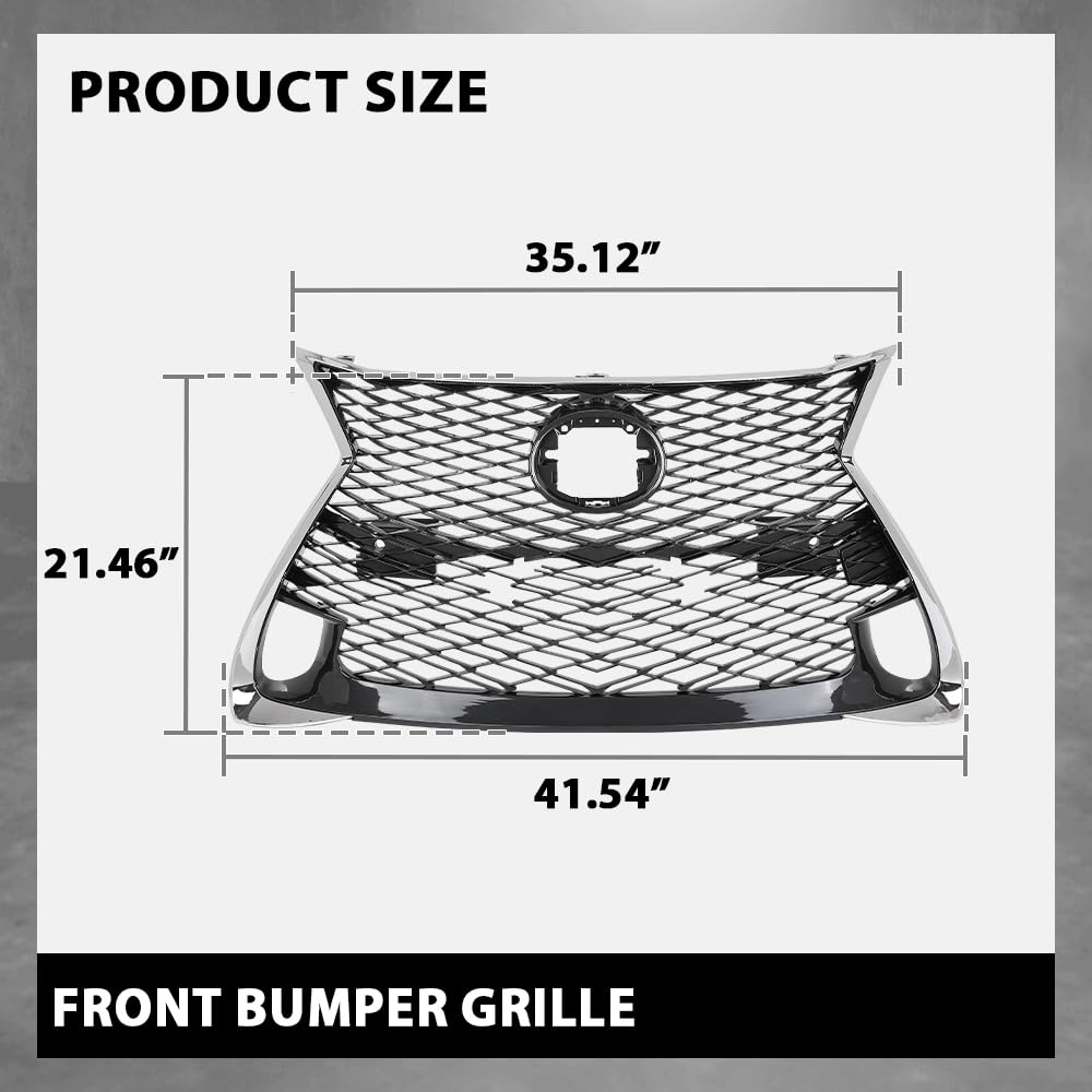 G-PLUS Grille Compatible with LX GS200t 2016-2017/GS350 2016-2020/GS450h 2016-2018 with F Sport Package with Park Assist Front 5310130890, LX1200192 Gray